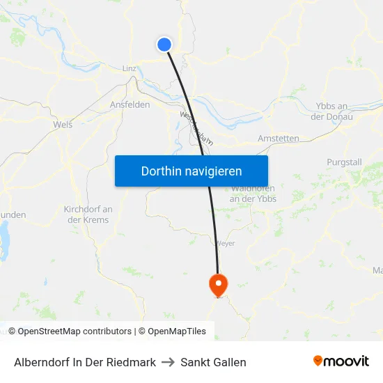 Alberndorf In Der Riedmark to Sankt Gallen map