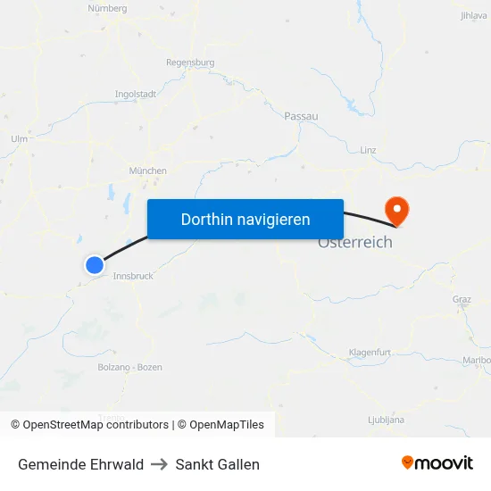 Gemeinde Ehrwald to Sankt Gallen map