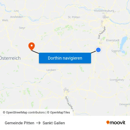 Gemeinde Pitten to Sankt Gallen map