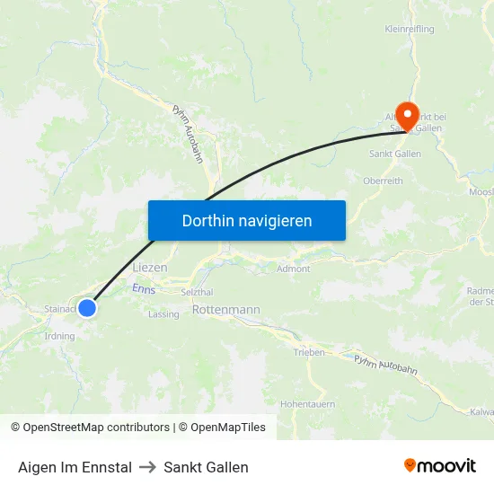 Aigen Im Ennstal to Sankt Gallen map