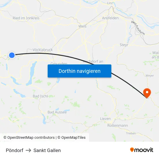 Pöndorf to Sankt Gallen map