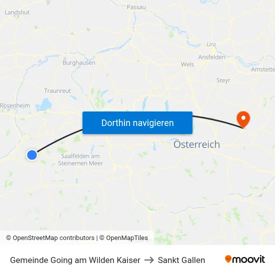 Gemeinde Going am Wilden Kaiser to Sankt Gallen map