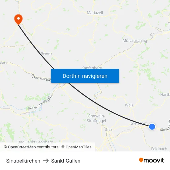 Sinabelkirchen to Sankt Gallen map
