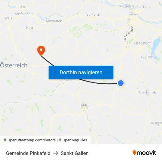 Gemeinde Pinkafeld to Sankt Gallen map