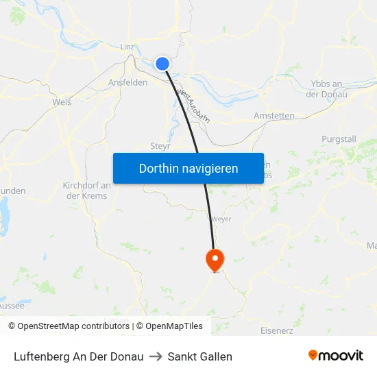 Luftenberg An Der Donau to Sankt Gallen map