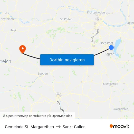 Gemeinde St. Margarethen to Sankt Gallen map