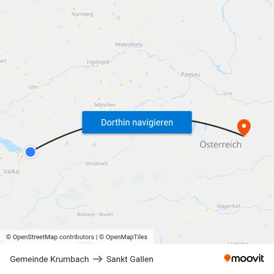 Gemeinde Krumbach to Sankt Gallen map