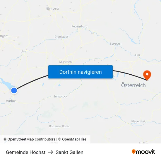 Gemeinde Höchst to Sankt Gallen map