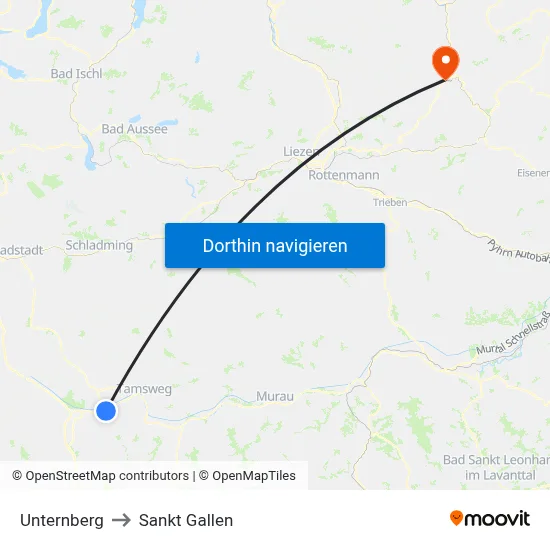Unternberg to Sankt Gallen map