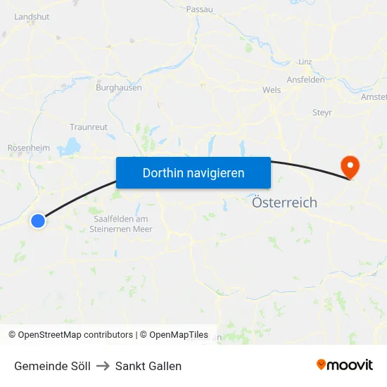 Gemeinde Söll to Sankt Gallen map