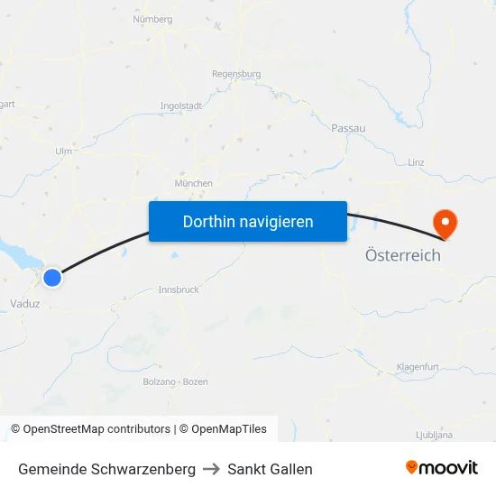 Gemeinde Schwarzenberg to Sankt Gallen map