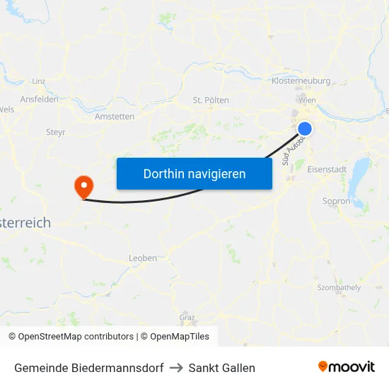 Gemeinde Biedermannsdorf to Sankt Gallen map