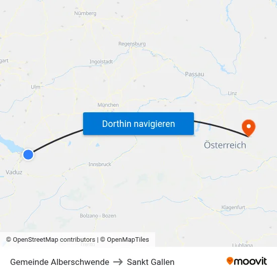 Gemeinde Alberschwende to Sankt Gallen map