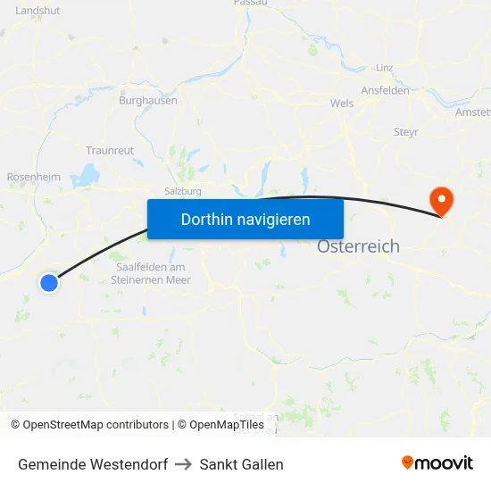 Gemeinde Westendorf to Sankt Gallen map