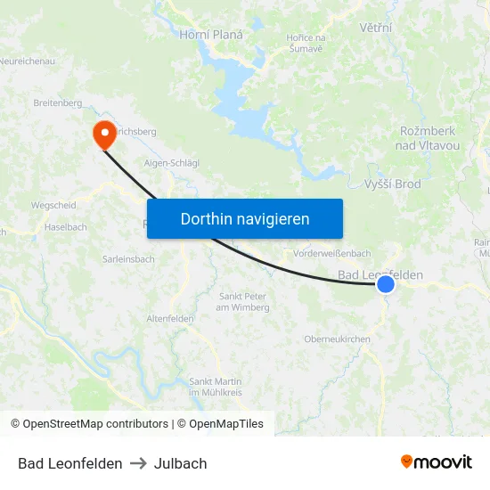 Bad Leonfelden to Julbach map
