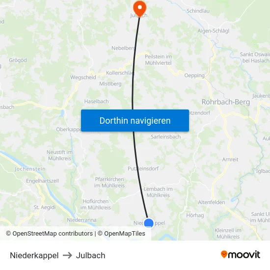 Niederkappel to Julbach map
