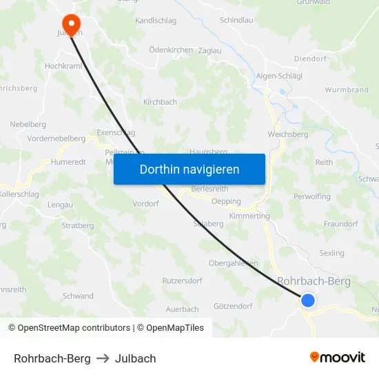 Rohrbach-Berg to Julbach map