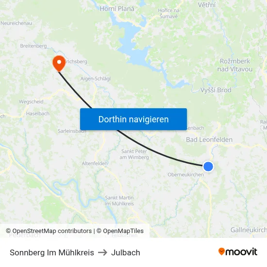 Sonnberg Im Mühlkreis to Julbach map
