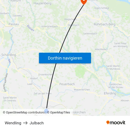Wendling to Julbach map