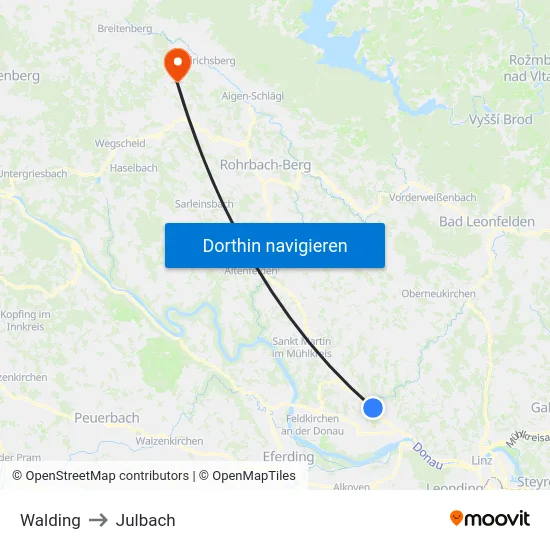 Walding to Julbach map