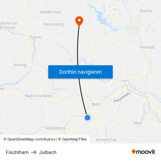 Fischlham to Julbach map