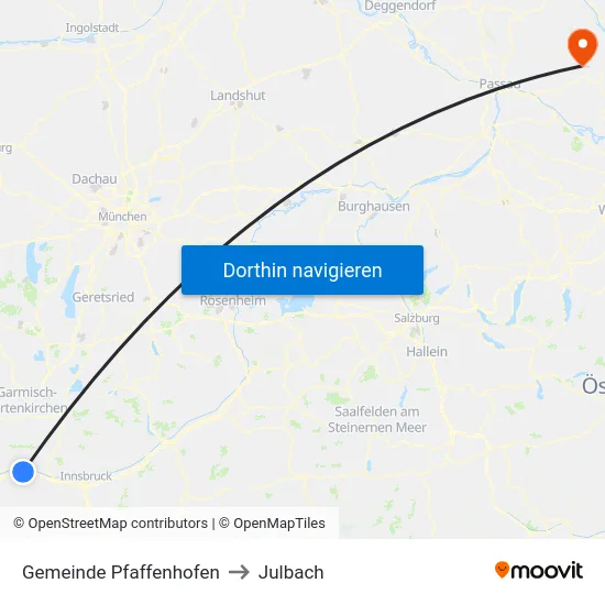 Gemeinde Pfaffenhofen to Julbach map