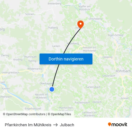 Pfarrkirchen Im Mühlkreis to Julbach map