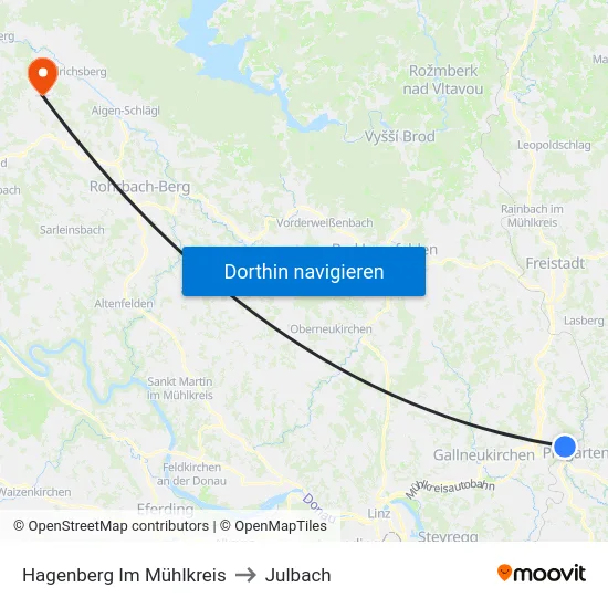 Hagenberg Im Mühlkreis to Julbach map