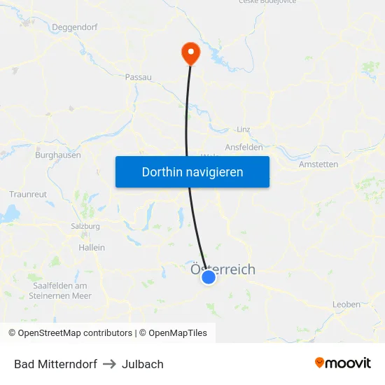 Bad Mitterndorf to Julbach map
