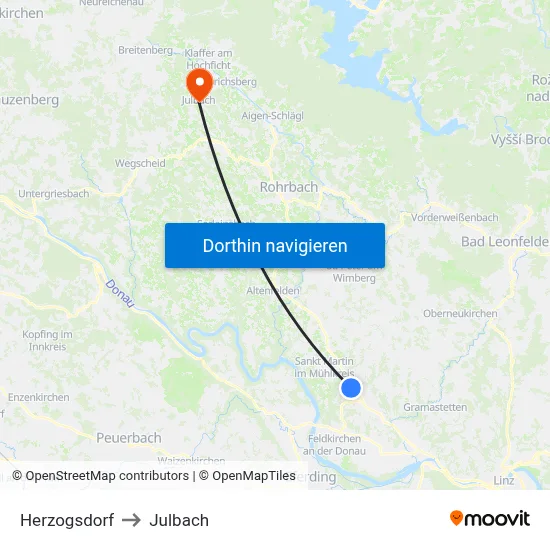 Herzogsdorf to Julbach map