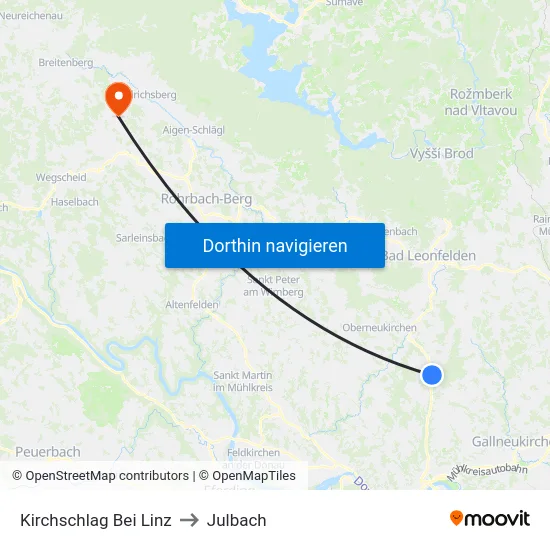 Kirchschlag Bei Linz to Julbach map