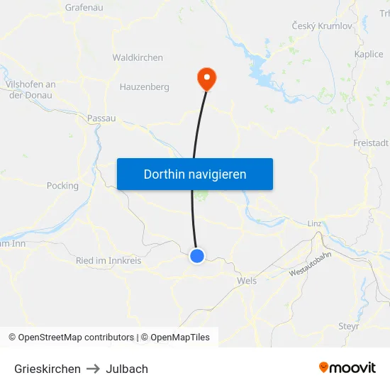Grieskirchen to Julbach map