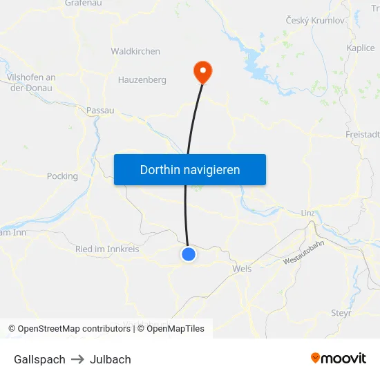Gallspach to Julbach map