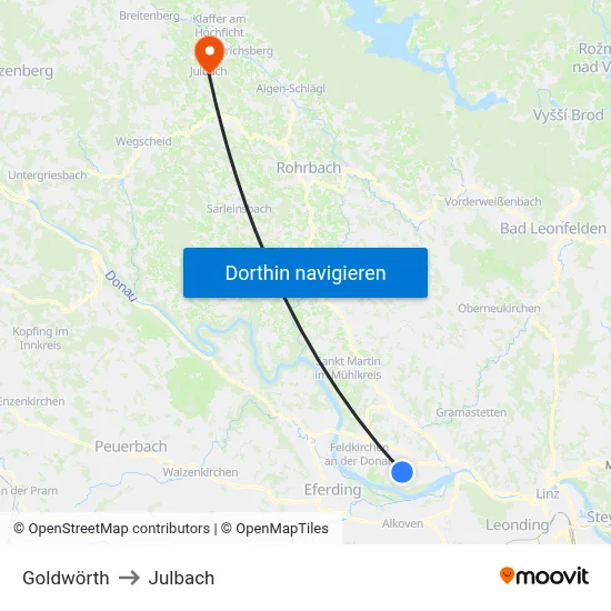 Goldwörth to Julbach map