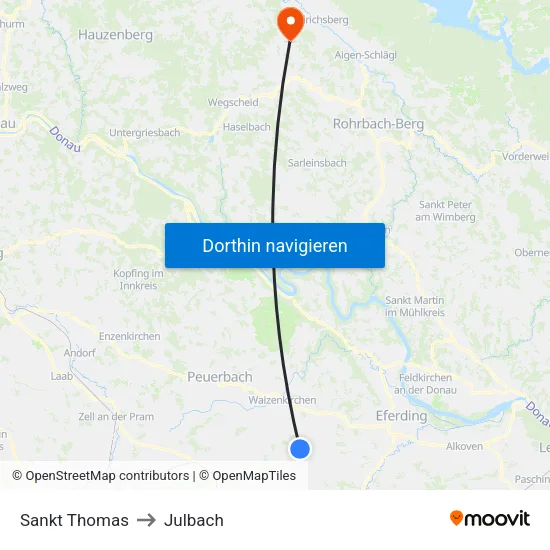 Sankt Thomas to Julbach map