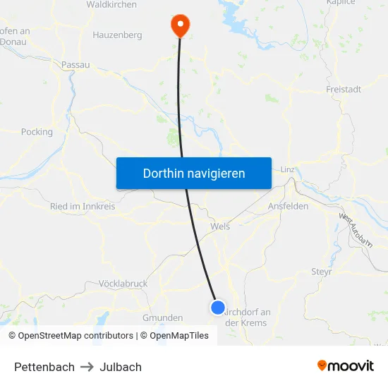 Pettenbach to Julbach map