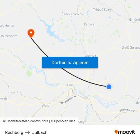 Rechberg to Julbach map