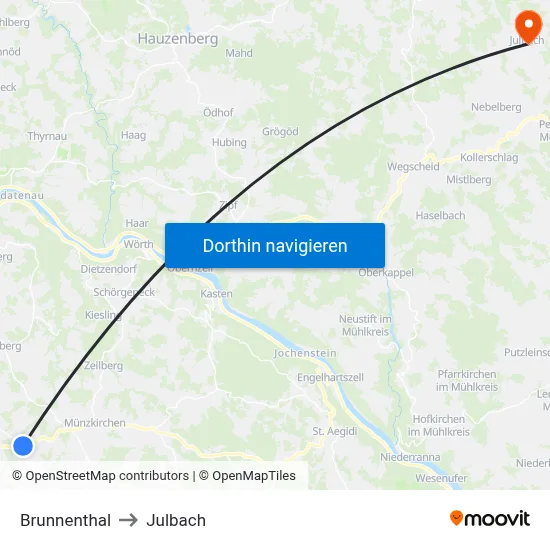 Brunnenthal to Julbach map