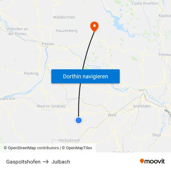 Gaspoltshofen to Julbach map