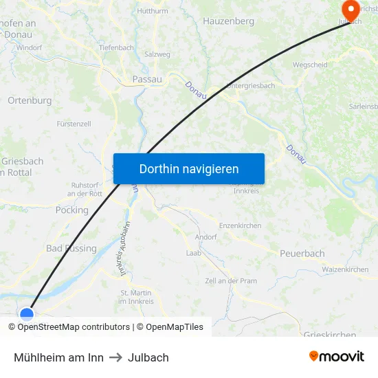 Mühlheim am Inn to Julbach map