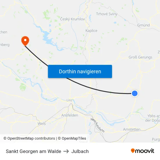 Sankt Georgen am Walde to Julbach map