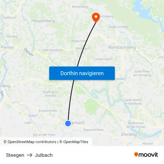 Steegen to Julbach map