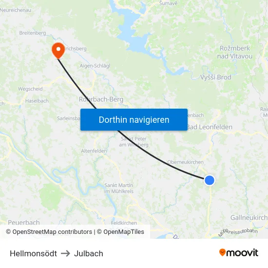 Hellmonsödt to Julbach map