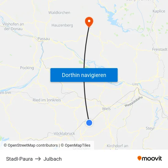 Stadl-Paura to Julbach map