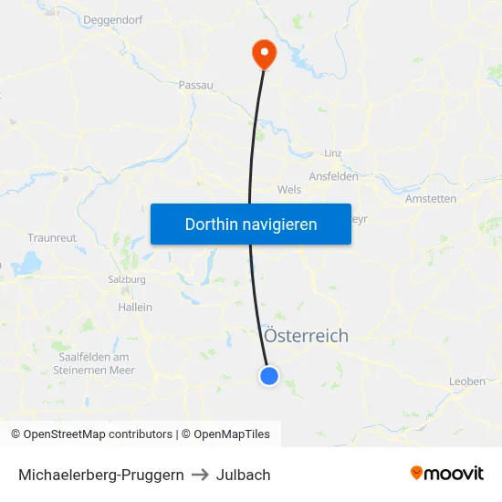 Michaelerberg-Pruggern to Julbach map