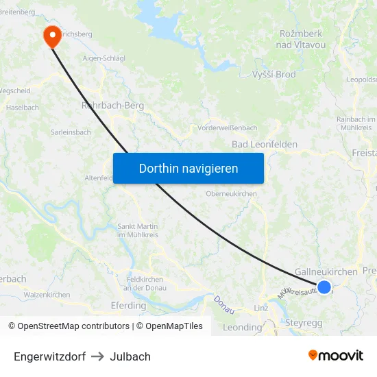 Engerwitzdorf to Julbach map