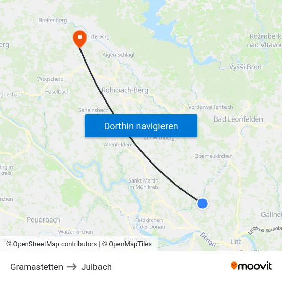 Gramastetten to Julbach map