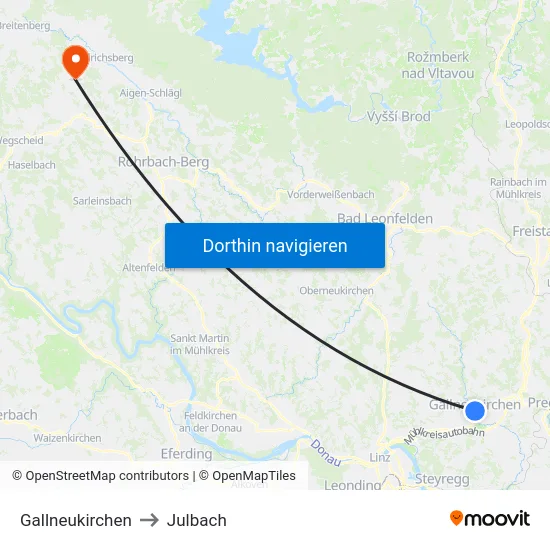 Gallneukirchen to Julbach map