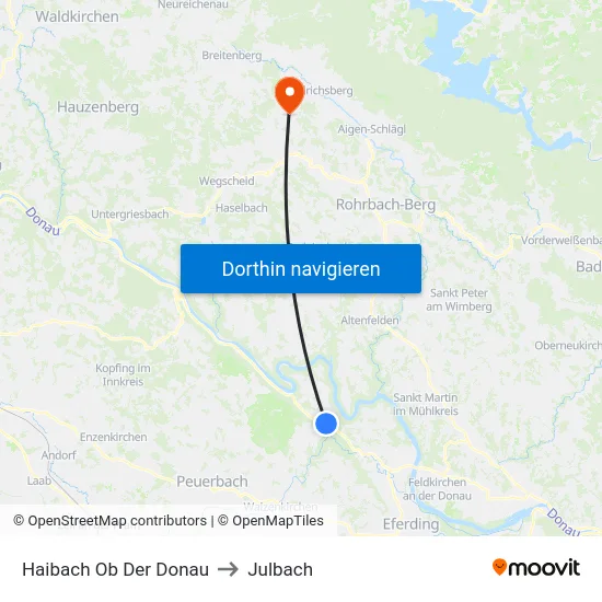 Haibach Ob Der Donau to Julbach map