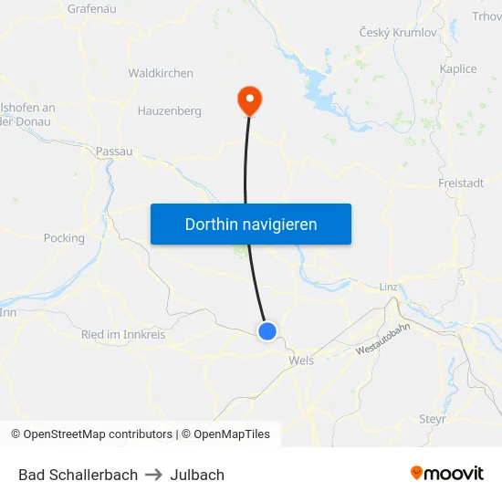 Bad Schallerbach to Julbach map
